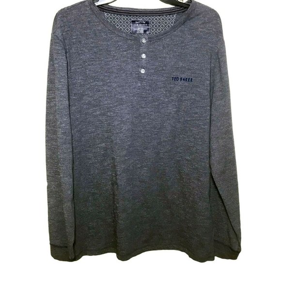 Ted Baker London Other - Ted Baker London L Charcoal Gray Henley L/S Stretc